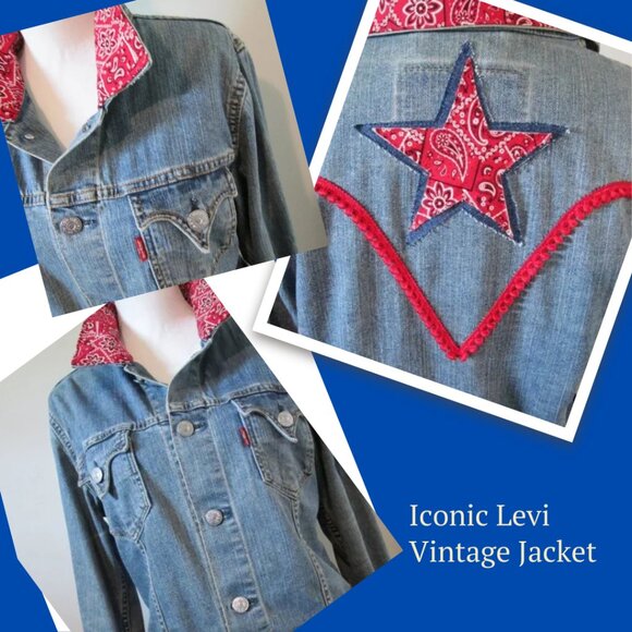 Levi's Jackets & Blazers - Upcycled Vintage Levi Iconic Type 1 Jean Jacket, American Theme, Reworked Denim
